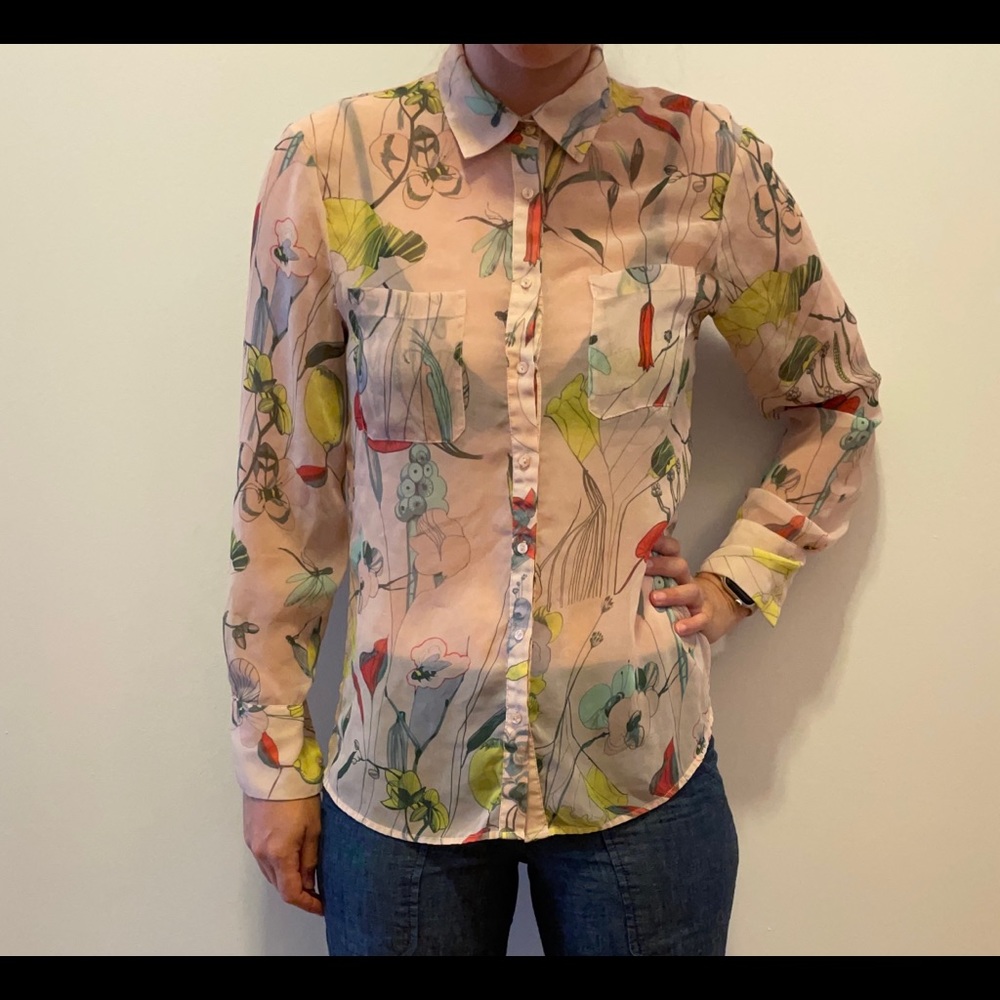 Conscious collection HM organic floral whimsy button down